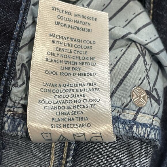 Seven7 Fashion Jeans Size 6 Blue Dark Wash Denim Stretch Straight Crop Raw Hem - Picture 8 of 11